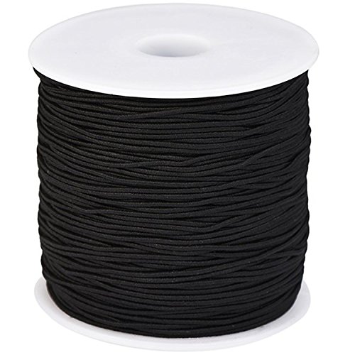 Outus 1 mm Elastico Laccio Laccetto Cordino Cordoncino, 100 Metri, Nero