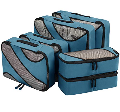 Eono by Amazon - Set di 6 Organizer per Valigie Organizzatori da Viaggio Sistema di Cubo di Viaggio Cubo Borse di Stoccaggio Luggage Packing Organizers Travel Packing Cubes, Blue Scuro