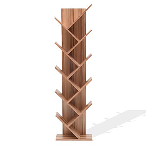 Rebecca Mobili Libreria cameretta, scaffale di Legno per Ufficio con 10 mensole, MDF, Marrone Chiaro, Design scandinavo, Stile Moderno - Misure: 160 x 44,5 x 22 cm (HxLxP) - Art. RE4797