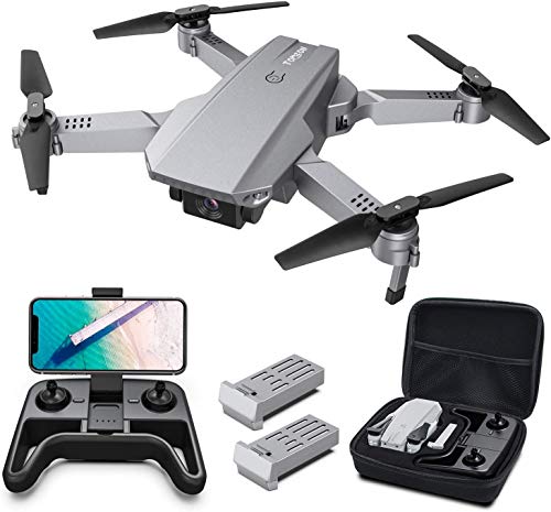 Tomzon Drone con Fotocamera 4K Drone Pieghevole D25 Posizionamento del Flusso Ottico, Fotografia Gestuale, Telecomando WiFi, Flips 3D, Schermo Condiviso, Due Batterie, Valigetta da Trasporto
