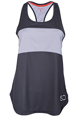 Sundried Sport delle Donne Vest Yoga Wear Maniche a Spalle Scoperte Formazione e Palestra Canotta (Large, Grigio)