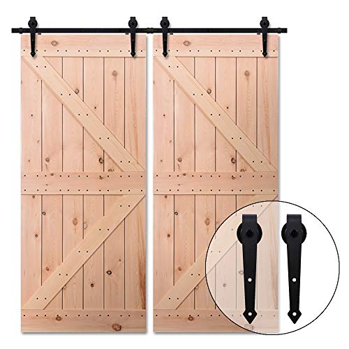 243cm/8FT Binario per Porta Scorrevole Kit Accessori per Porta Scorrevole di Placcatura Strato in Stile Rustico per doppia porta, nero