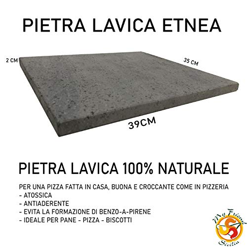PIETRA LAVICA ETNEA 39x35X2 cm | PIASTRA PER FORNO DA CUCINA - IDEALE PER PANE E PIZZA