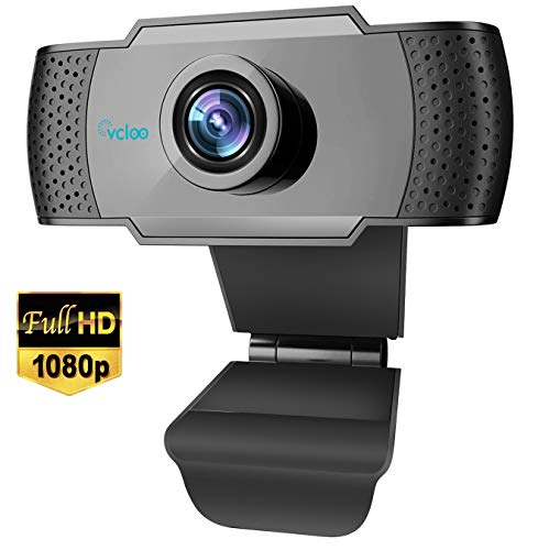 vcloo Webcam 1080P Full HD con Microfono - PC Portatile Desktop USB 2.0 Videocamera per Videochiamate, Studio, Conferenza, Registrazione, Gioca a Giochi e Lavoro a casa