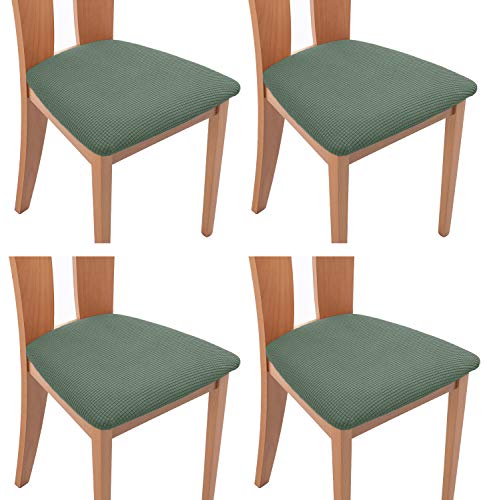 TIANSHU Coprisedili per Sedia 4 Pezzi Set,Home coprisedia Cuscino coprisedile Furniture Protector,Jacquard Cuscino Seduta Sedia da Pranzo Protezioni Chair Slipcovers(4 Pezzi Set,Verde)