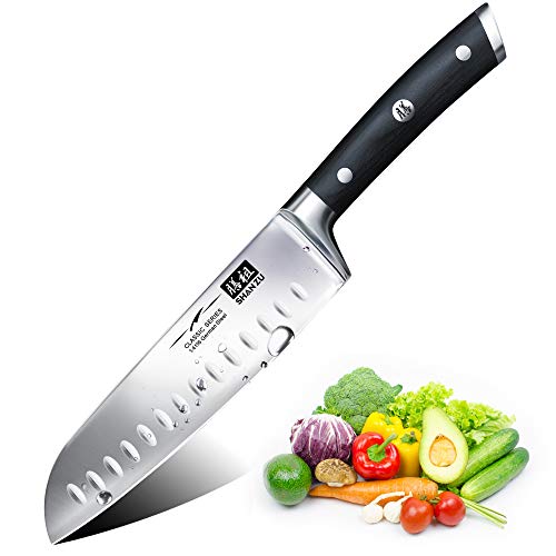 SHAN ZU Coltelli da Cuoco Santoku Coltelli da Cucina Tedeschi in Acciaio Inossidabile 18CM