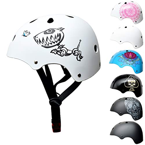 SkullCap® BMX & Casco per Skater Casco - Bicicletta & Monopattino Elettrico, Design: Robodog, Taglia: M (55-58 cm)