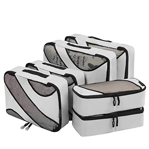 Eono by Amazon - Set di 6 Organizer per Valigie Organizzatori da Viaggio Sistema di Cubo di Viaggio Cubo Borse di Stoccaggio Luggage Packing Organizers Travel Packing Cubes, Grigio