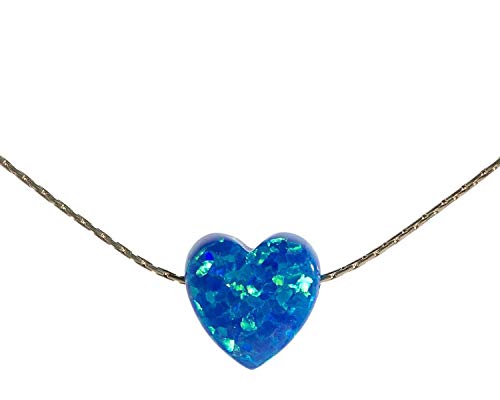 Collana Royal Blue Opal Heart Cavo in argento sterling Lunghezza 41 cm / 16 pollici + 5 cm Extender