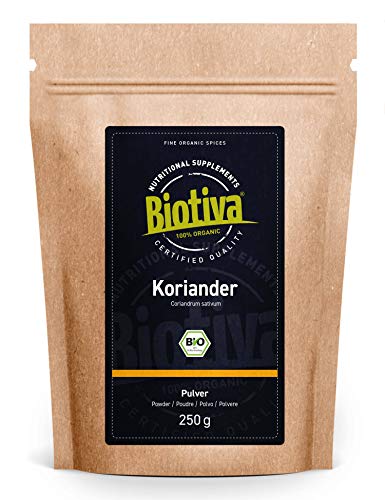 Coriandolo Bio - 250g - qualità biologica superiore dalla zona mediterranea - certificato in Germania (DE-eco-005) - adatto per piatti asiatici, specialmente indiani