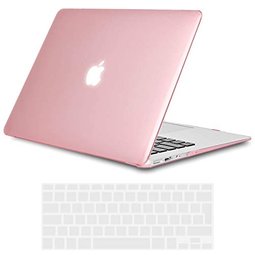 TECOOL Custodia MacBook Air 13 Case 2010-2017 (Modello: A1466 / A1369), Plastic Case Cover Rigida Copertina con Copertura della Tastiera in Silicone per MacBook Air 13.3 Pollici - Rosa Cristallo