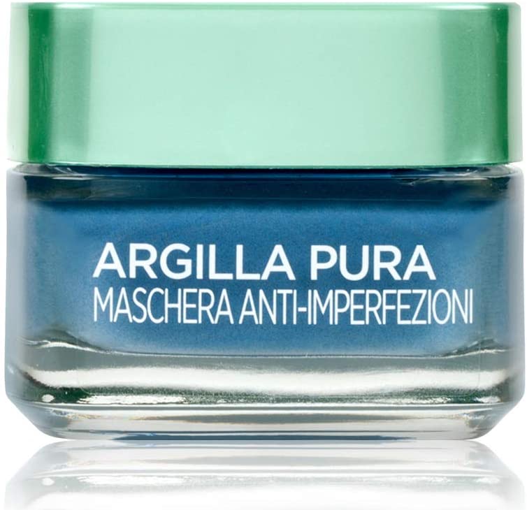 L'Oréal Paris Detergenza Maschera per il Viso Argilla Pura Anti-Imperfezioni con Alghe Marine, Agisce sui Punti Neri e Ristringe Pori, 50 ml