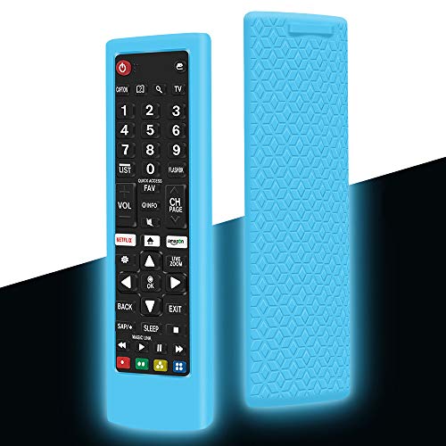 Custodia in Silicone per LG Telecomando AKB75095308 AKB74915324 AKB73715601 AKB75095307 Telecomando, Anti-Scivolo Antiurto Protettiva Cover Cassa Copertura per LG Smart TV Remote (Blu Fluorescente)