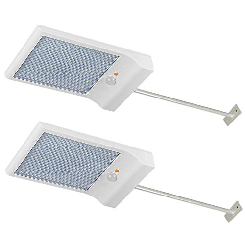 2 Pezzi Luce Solare 42 LED Lampada con Sensore di Movimento Wireless Lampade da parete 6000K bianco Luci Solari Esterno Impermeabile Energia Solare per Muro, Giardino, Terrazzino, Cortile