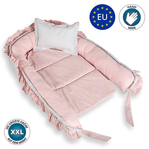 riduttore lettino neonato antisoffoco - riduttore culla per neonato materassino ergonomico bozzolo rosa 90 x 60 cm
