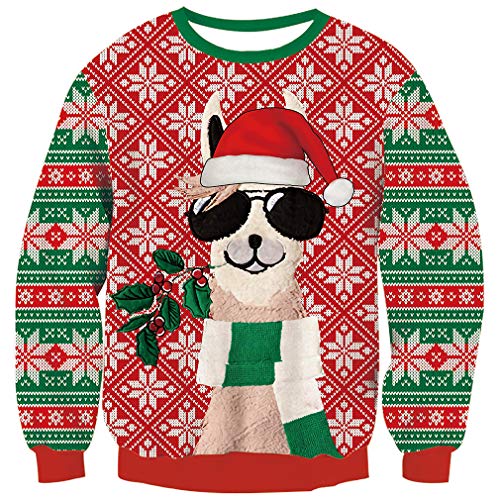 Goodstoworld Golfino Natale Donna Uomo Coppia Famiglia Ugly Christmas Sweater Brutto Divertenti Elfi Colorato Maglione Xmas