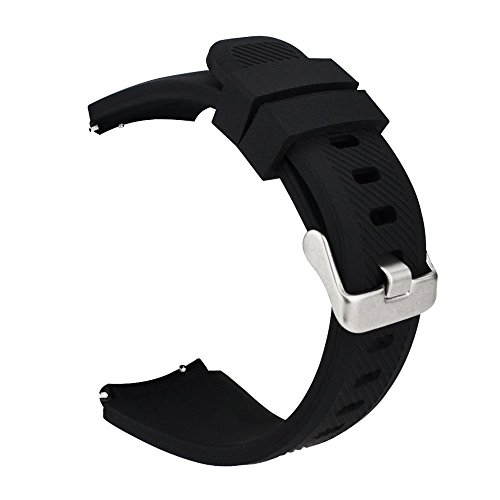 MroTech 22 mm Cinturino di Ricambio Silicone compatibile per Samsung Gear S3 Frontier/Classic/Galaxy Watch 46mm/Huawei Watch 2 Classic/GT/GT2/GT Active/Elegant 22mm Sport Band per Uomo Donna -Nero
