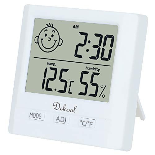 Dekool Igrometro Termometro Digitale, Monitor Umidità da Interno, Temperatura Digitale, Stazione Meteo con Espressione Facciale per Stanza da Bambino, Camera da Letto, Bagno, Soggiorno, Magazzino etc