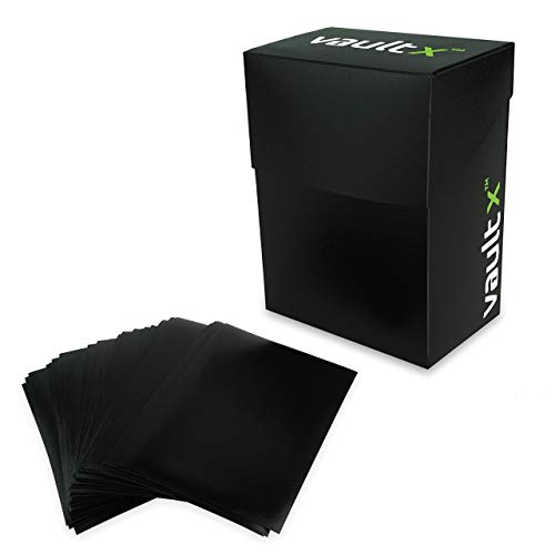 Vault X ® Porta Mazzo e 100 Bustine Nere per Carte - Formato Medio per 70-80 Carte Imbustate - Senza PVC