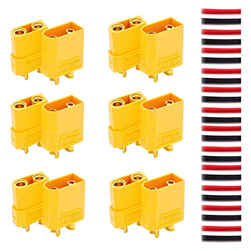 RUNCCI-YUN Connettori per batteria XT90 da per connettori 6pcs maschio e 6pcs femmina per veicoli giocattolo a batteria RC
