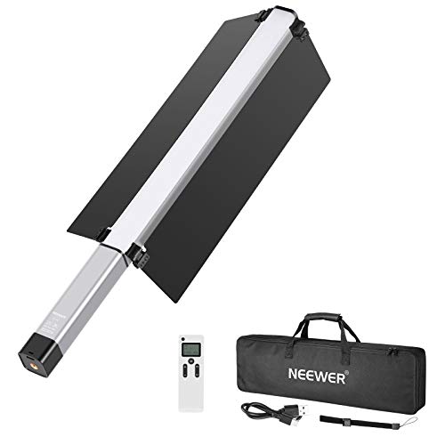 Neewer Light Wand Kit Portatile Fotografico LED Video Luce Stick con Barndoor/Telecomando/Borsa di Trasporto, USB Ricaricabile/10 Livelli Illuminosi/1500 Lumen/Temperatura Colore 3200K-5600K