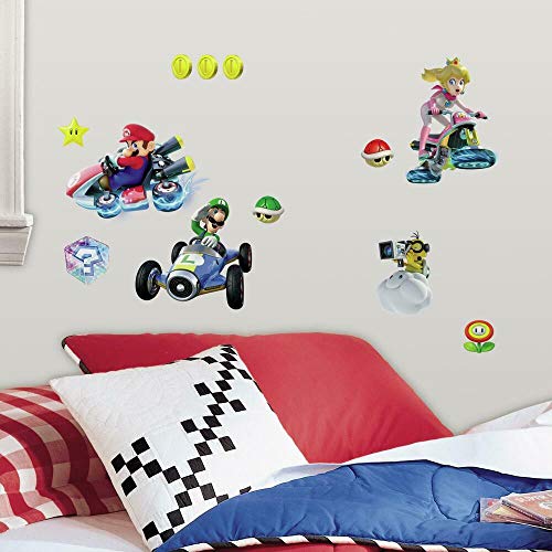 RoomMates 54387 RM – Mario Kart con Amici Adesivo da Parete, PVC, Multicolore, 13 x 2,5 x 27 cm