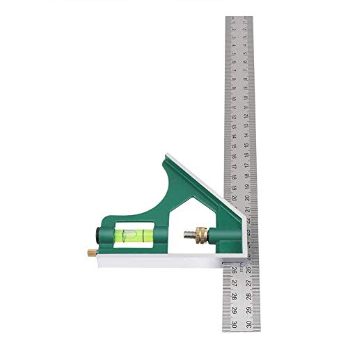 Squadra universale, regolabile, multifunzionale, in acciaio inox, ad angolo retto, strumento di misurazione, 30 cm, Verde