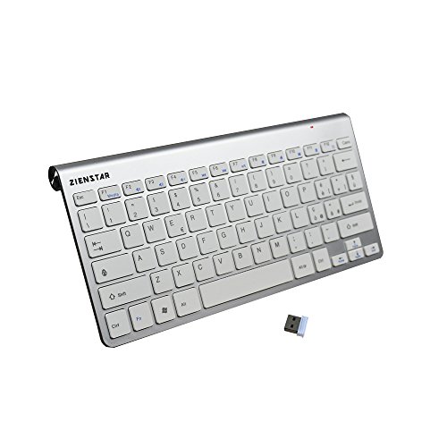Zienstar -2.4Ghz Tastiera Senza Fili con Ricevitore USB per Windows/iOS/Linux e Android Smart TV -Italiano Layout (Argento Bianco)