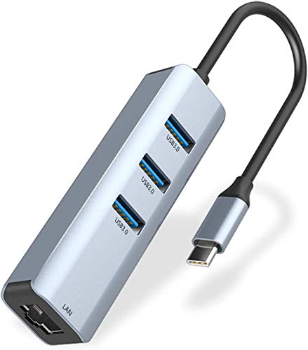 ABLEWE Hub USB C a Ethernet, 4 in 1 Tipo C a RJ45 Adattatore Type C Hub con 3 Porte USB 3.0, Gigabit Ethernet RJ45 per MacBook/MacBook PRO 2017/2018,XPS,e Altro