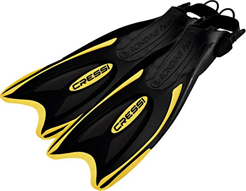 Cressi Palau, Pinne Regolabili per Immersioni, Apnea e Snorkeling Unisex Adulto, Nero/Giallo, 41/44 EU