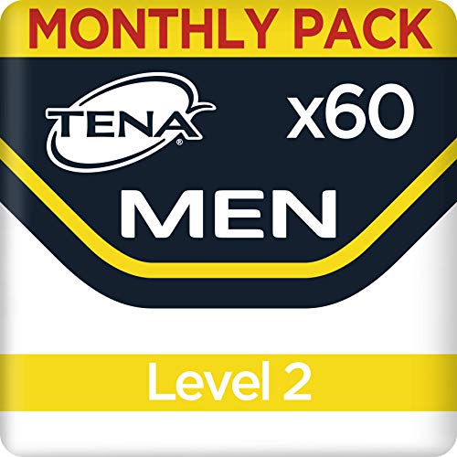 TENA MEN livello di protezione 2, Pacco Scorta Mensile - Protezioni assorbenti specifici per perdite urinarie maschili, discreti e confortevoli, 60 protezioni (6 conf. x 10 pezzi)