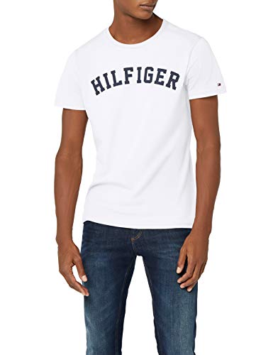 Tommy Hilfiger SS Tee Maglietta con Logo, Bianco (White 100), Small Uomo