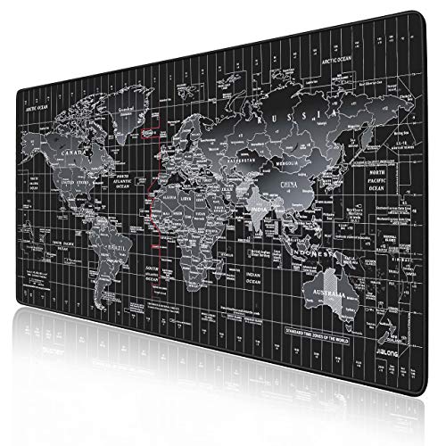 Tappetino Mouse Gaming, JIALONG Grande Mouse Pad XXL 900x400mm Confortevole, Lavabile, Antiscivolo Tappetino Scrivania Supporto per Computer, PC e Laptop - Mappa del mondo