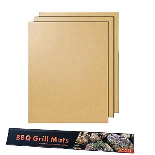 Barbecue Mat,BBQ Grill Mat Antiaderenti Riutilizzabile Lavabile e Resistente al Calore 260℃ per Grilling Meat Veggies Seafood SGS Approvato dalla FDA 3 confezioni