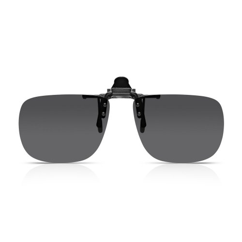Read Optics Clip-On Sunglasses: Lenti Polarizzate Flip-Up per Occhiali da Lettura o da Vista da Uomo e Donna, Senza Bordi, in Grigio Fumo, in Resistente Policarbonato. UV400 Protezione UV 100%