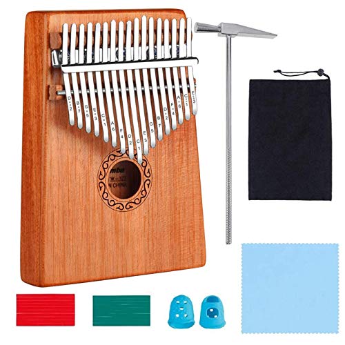 LukyTimo Kalimba 17 tasti - Strumento per pianoforte a pollice in mogano, Portatile Professionale Pianoforte, con Accessori e Istruzione e martello