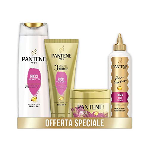 Pantene Pro-V Ricci Perfetti, Set Composto da Shampoo Capelli Ricci 225 ml, Balsamo Capelli 3Minute Miracle 150ml, Maschera Capelli 300 ml, Crema Nutriente 270 ml