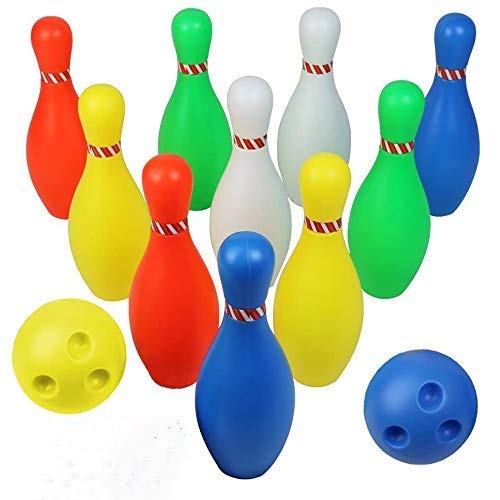 Birilli Bowling Set Bambin Palla da Bowling Giocattoli（10 Birilli + 2 palle）per Bambini 3 4 5 Anni