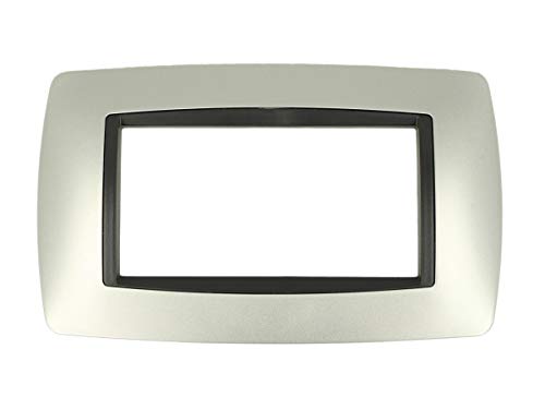 SANDASDON Placca Bombe 4M 4 Posti Moduli Compatibile Con Bticino Living Internationall Per Scatola 504 (Silver Argento)