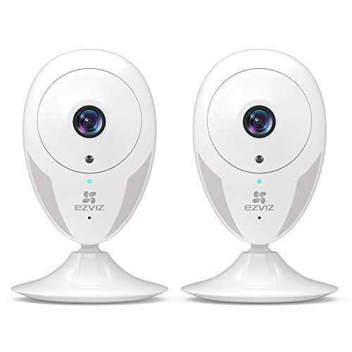 EZVIZ Telecamera da Interno Wi-Fi IP Camera HD Grandangolare Visione Notturna Avviso Movimento Audio ad Due Vie Grandangolare App Mobile Compatibile con Alexa Confezione Formato Famiglia da 2