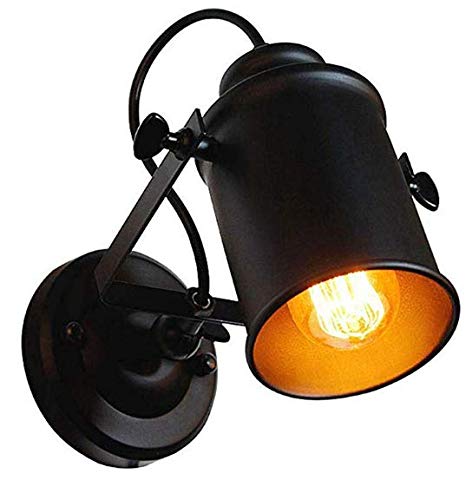 Faretto in stile Vintage Industrial, di colore nero, Angolo di Regolazione Lampada da Parete Interni, per bar, café, salone, ristorante, camera da letto