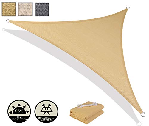 AXT SHADE Tenda a Vela Triangolare 3x3x4,25m, Traspirante e Protezione Raggi UV, per Esterni, Cortile, Giardino, Colore Sabbia