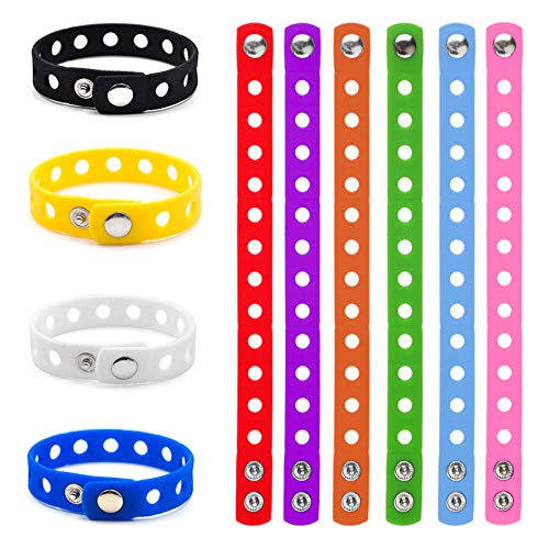 GOGO 10 braccialetti regolabili in silicone per scarpe da adulto per braccialetti elastici in gomma, Multicolore (assortiti), Taglia unica