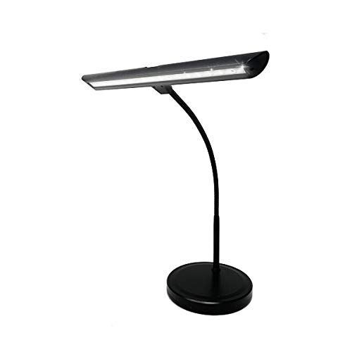 Infitronic IN18LEDKL – 18 LED lampada da pianoforte lampada da tavolo luce bianca calda dimmerabile USB ricarica nero