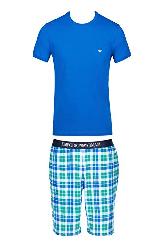 Emporio Armani Underwear Loungewear-Patter Mix Pyjamas Pigiama, Blu (Sc.BCO/Oltrem/Caraib 66410), Medium Uomo