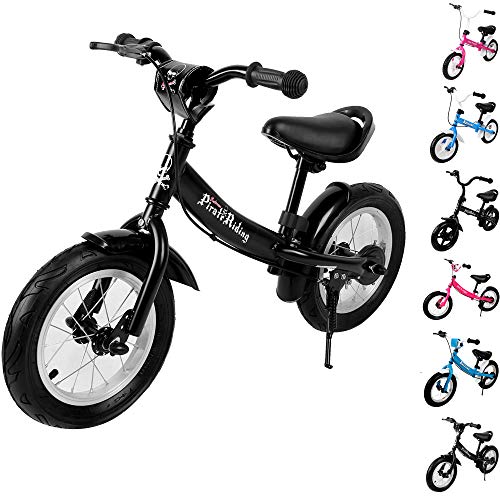 Deuba Bicicletta senza pedali bici per bambini 12” bici equilibrio altezza regolabile con freno nero