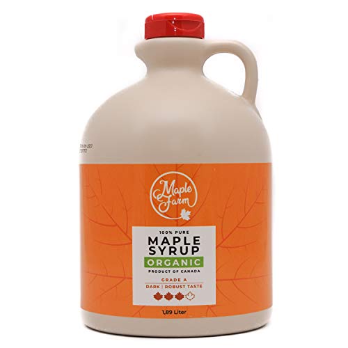 Puro sciroppo d'acero BIO Canadese Grado A (Dark, Robust taste) - 1,89 litri (2,50 Kg) - Organic maple syrup - Puro succo d'acero BIOLOGICO