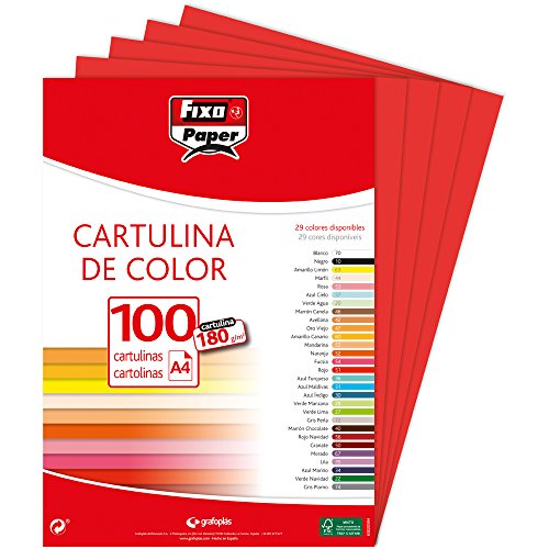Fixo 11110451 Confezione di 100 cartoncini, formato: A4, colore: rosso