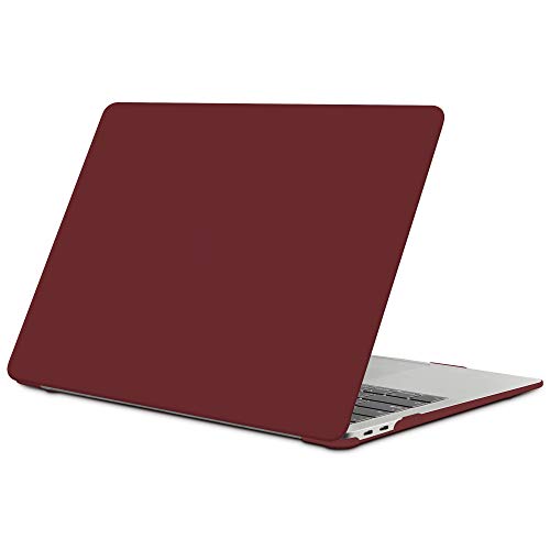 TECOOL Custodia MacBook Air 13 Pollici 2018 2019 2020 (Modello: A2337 M1 / A2179 / A1932), Cover Rigida Plastica Copertina Case per Nuovo MacBook Air 13.3 con Touch ID - Vino Rosso