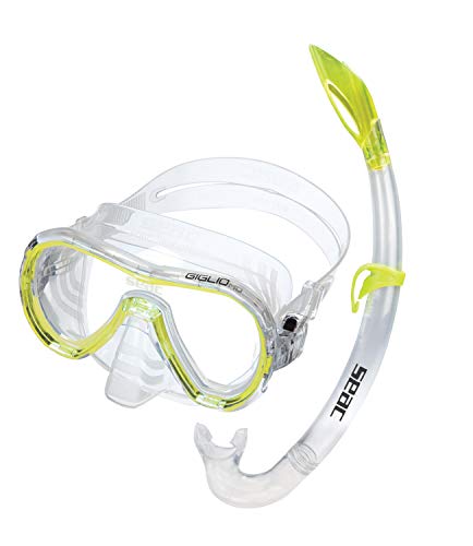 Seac Set Giglio MD, Kit maschera sub e boccaglio snorkeling per viso piccolo